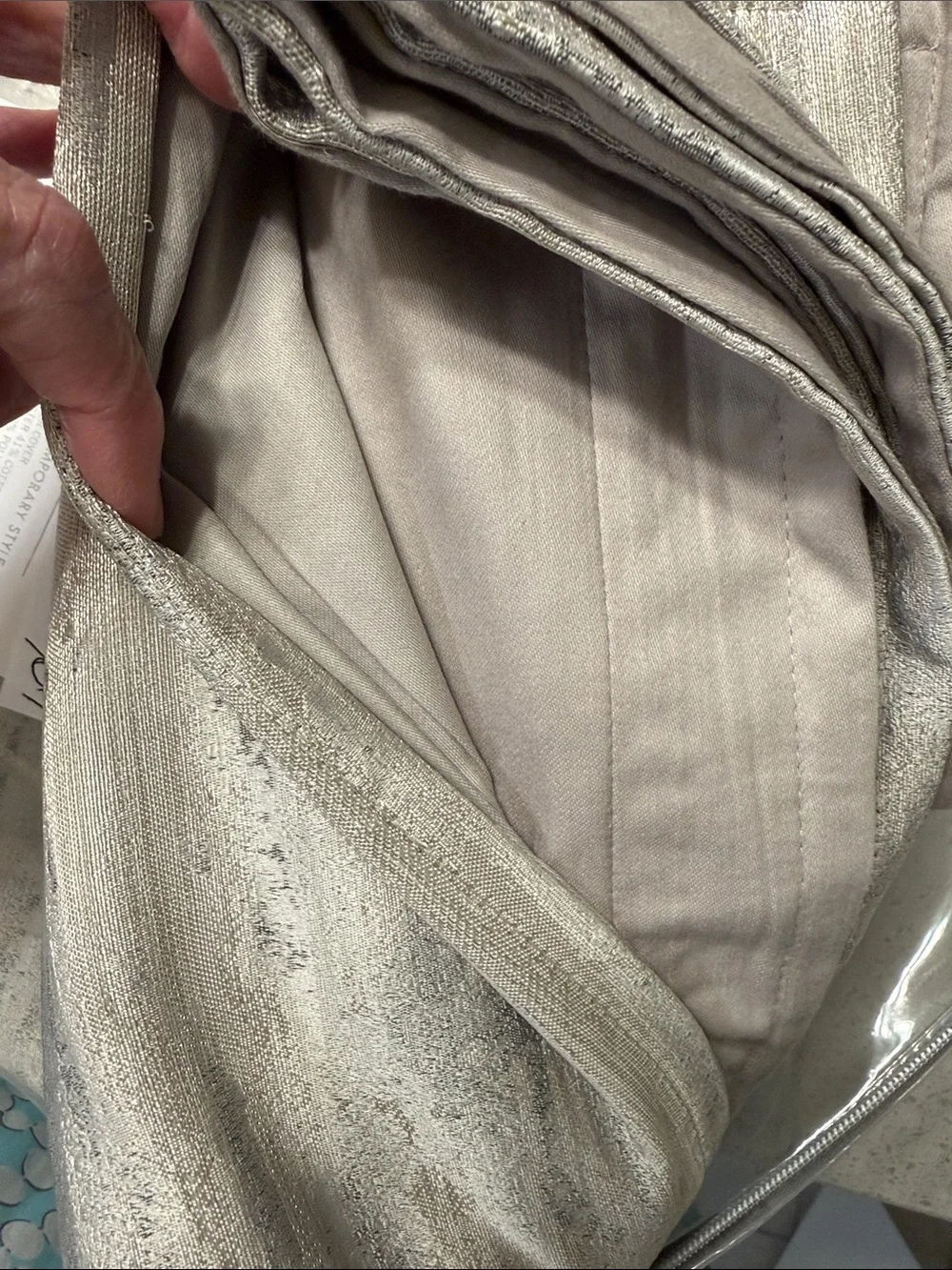 Hotel Collection Plush Duvet Set in Taupe and Pillow Shams Guilded Stripe